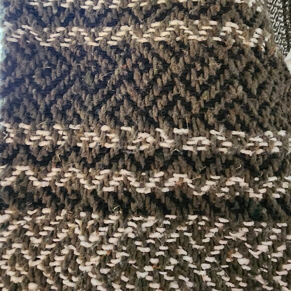 Mexican Baja Woven Hippie Cozy Pullover V-Neck Hooded Ties Front Pockets Poncho - Picture 3 of 4